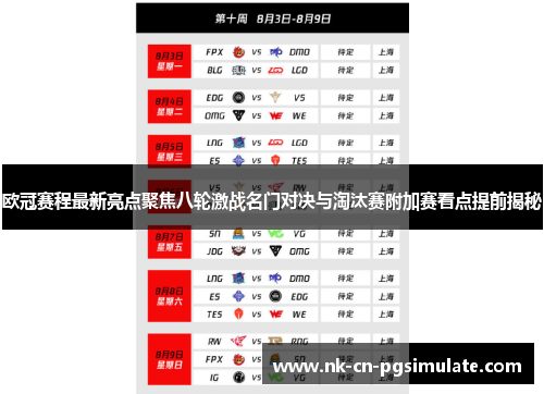 欧冠赛程最新亮点聚焦八轮激战名门对决与淘汰赛附加赛看点提前揭秘